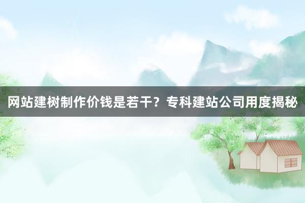 网站建树制作价钱是若干？专科建站公司用度揭秘