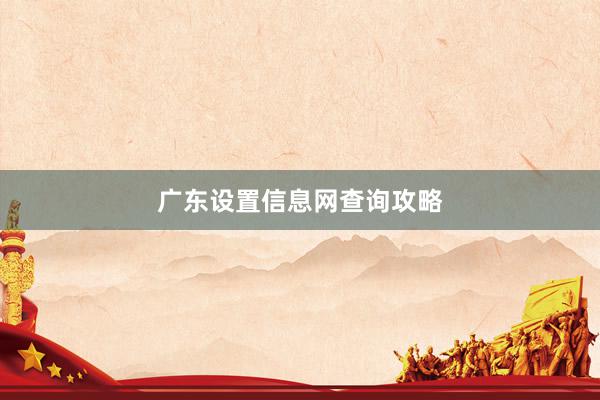 广东设置信息网查询攻略